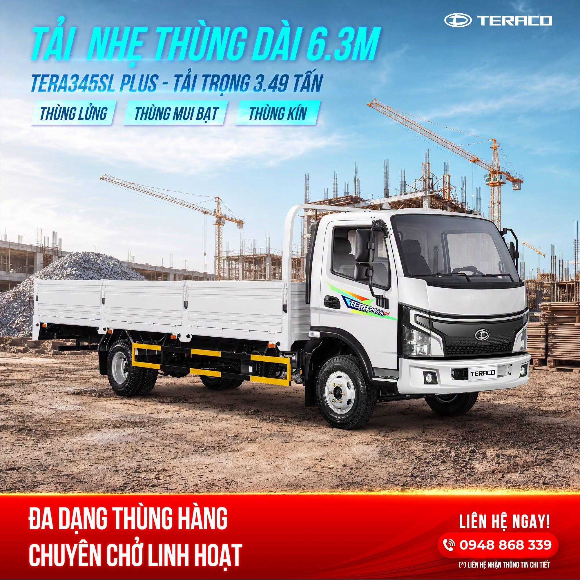 Xe tải Tera345SL Plus 3,49 tấn thùng dài 6,3m TERA345SL PLUS